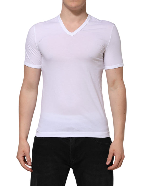 White Short Sleeves V-neck Underwear T-shirt Dolce & Gabbana