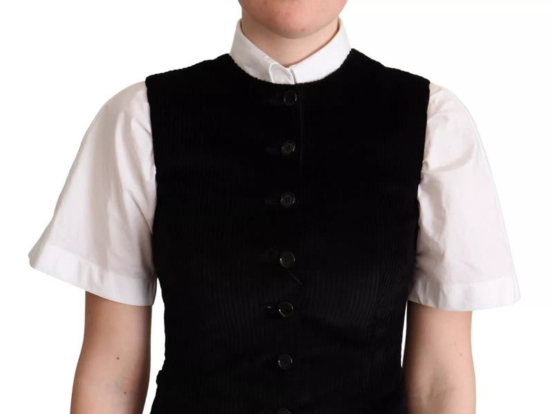Black Brown Leopard Print Waistcoat Vest Dolce & Gabbana