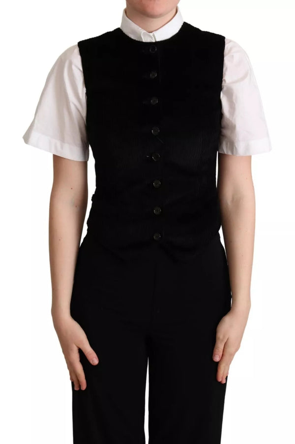 Black Brown Leopard Print Waistcoat Vest Dolce & Gabbana