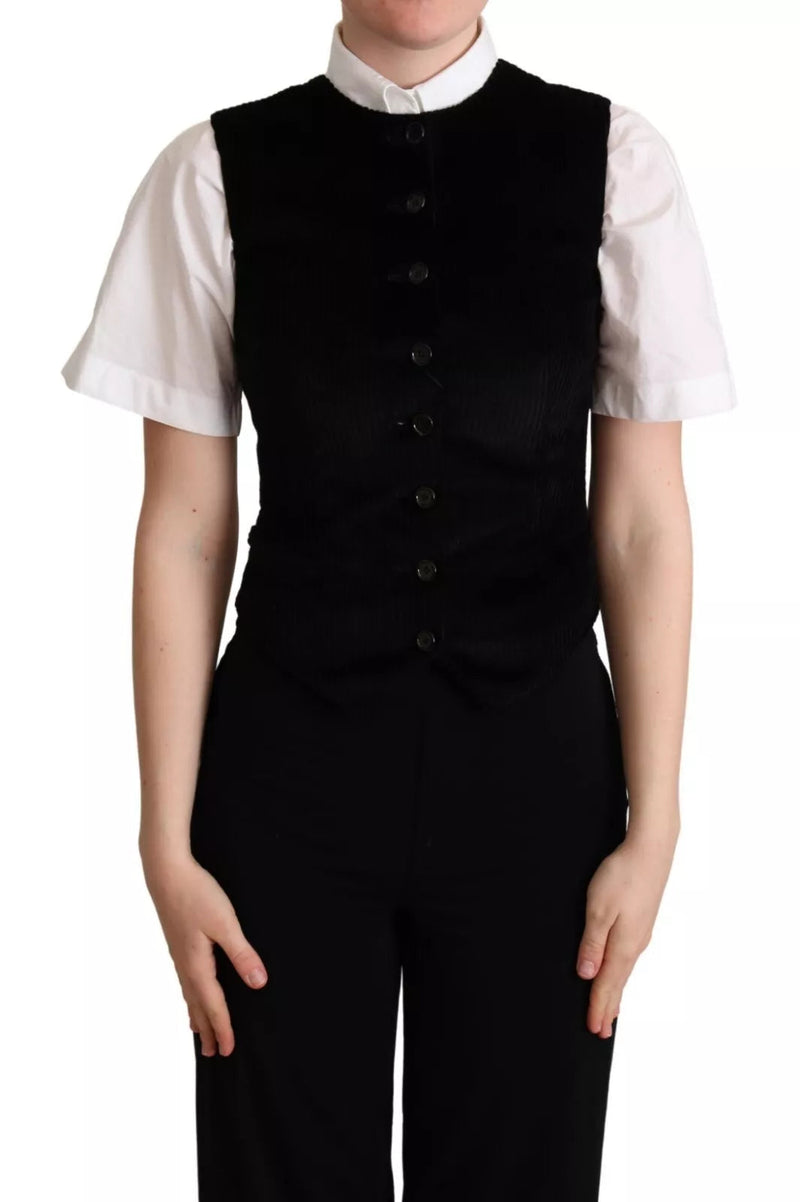 Black Brown Leopard Print Waistcoat Vest Dolce & Gabbana