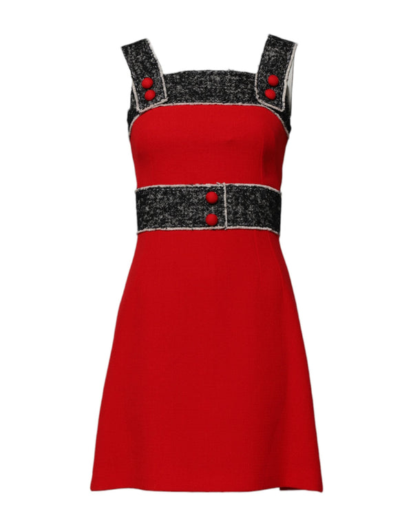 Red Wool Sleeveless A-line Flared Mini Dress Dolce & Gabbana