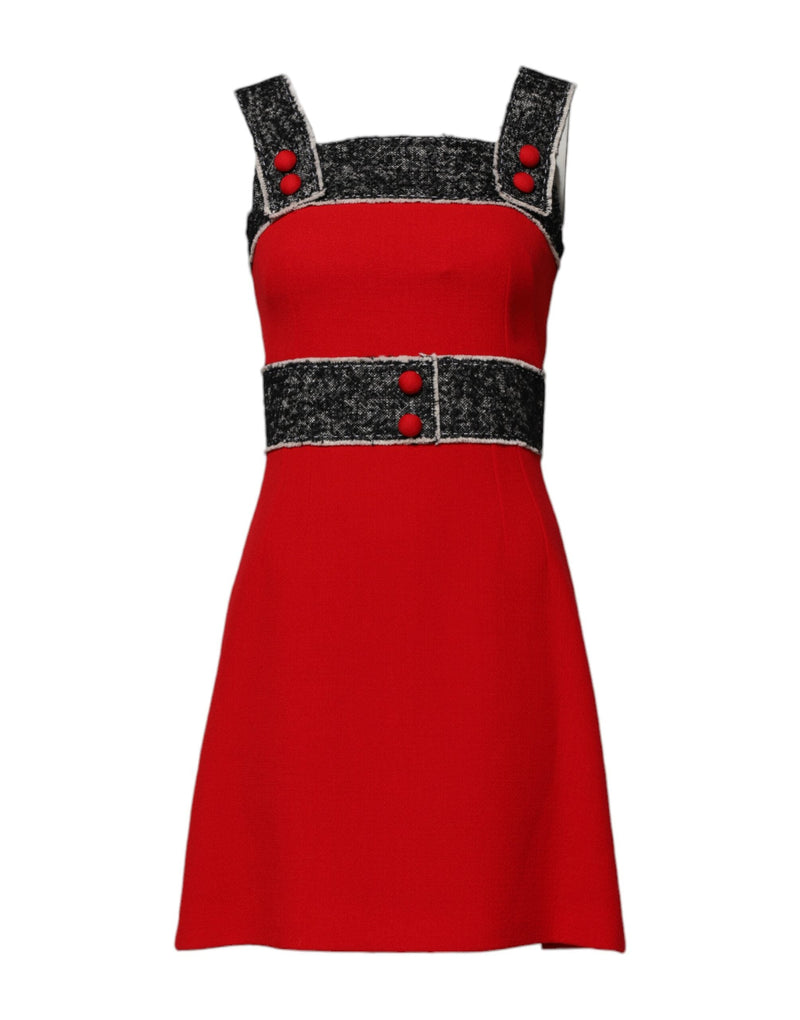 Red Wool Sleeveless A-line Flared Mini Dress Dolce & Gabbana