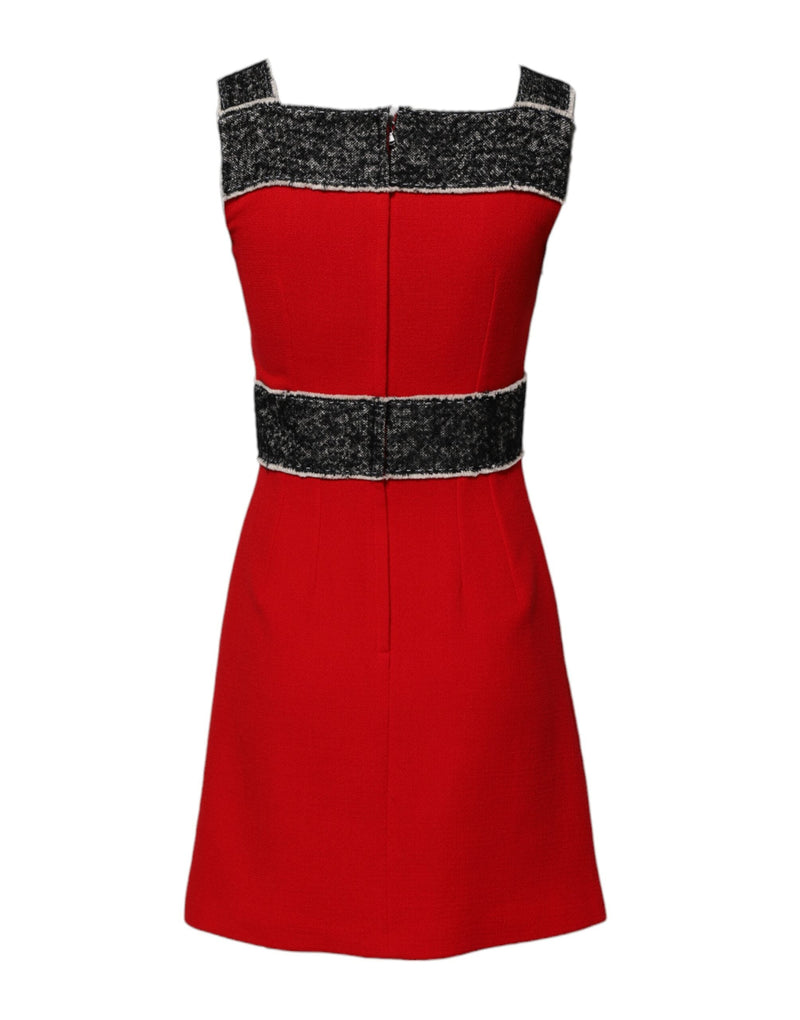 Red Wool Sleeveless A-line Flared Mini Dress Dolce & Gabbana