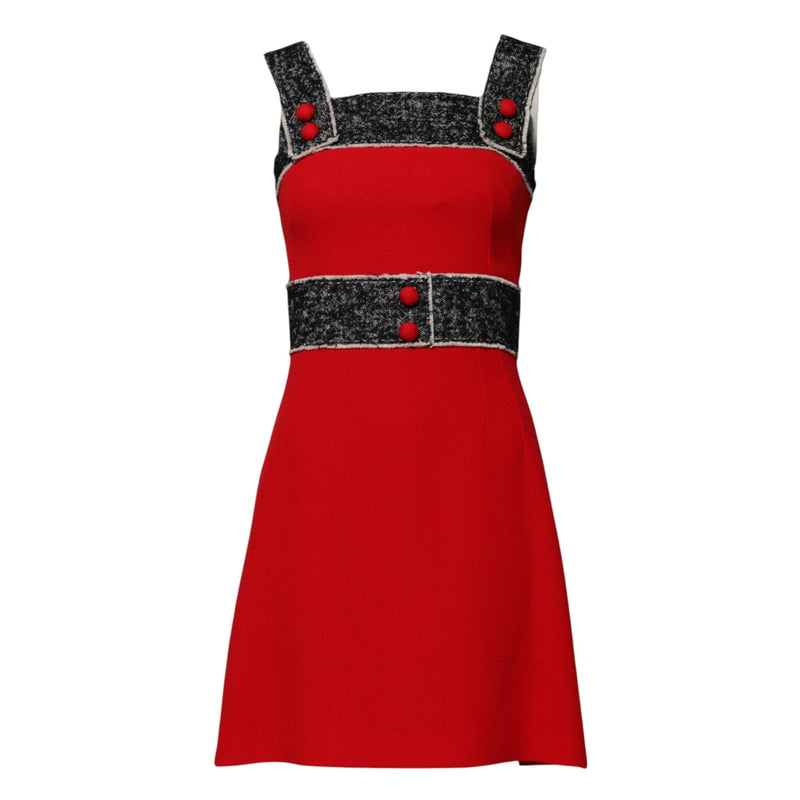 Red Wool Sleeveless A-line Flared Mini Dress Dolce & Gabbana