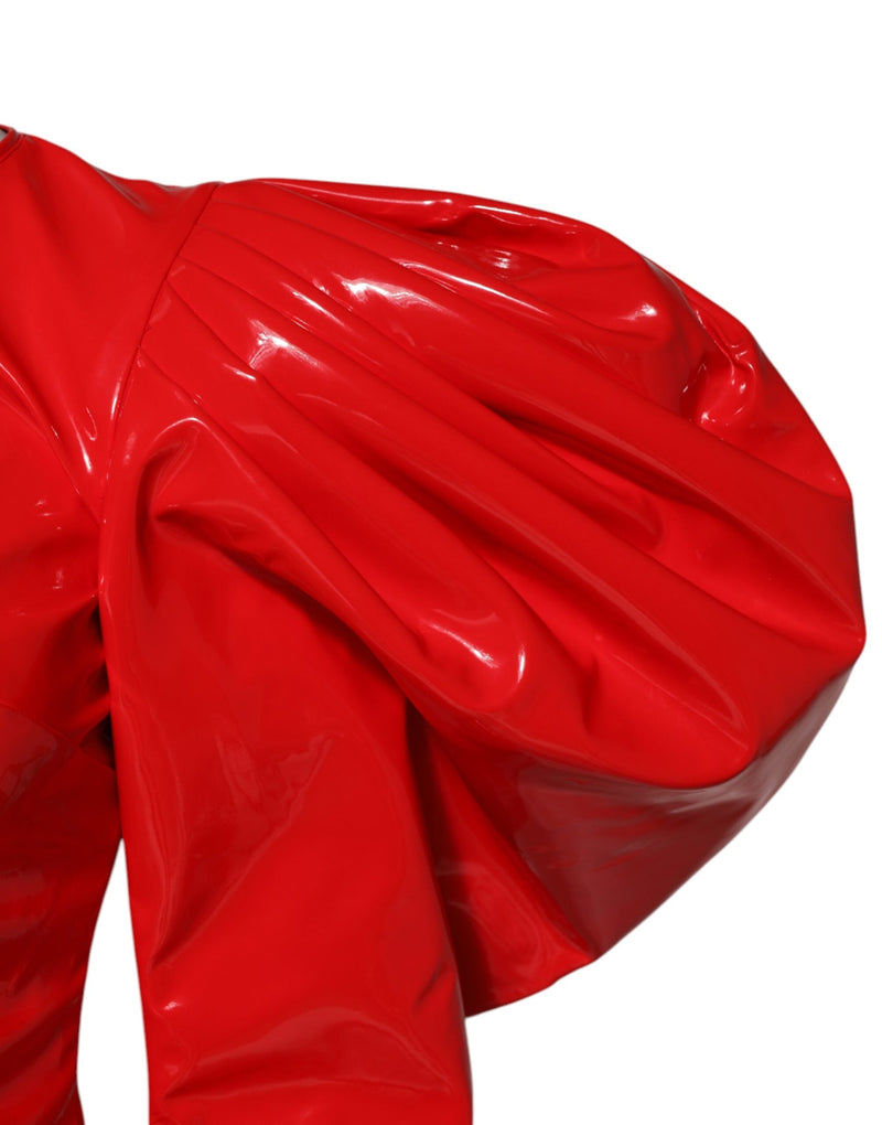 Red Patent Leather Puff Sleeves Mini Dress Dolce & Gabbana