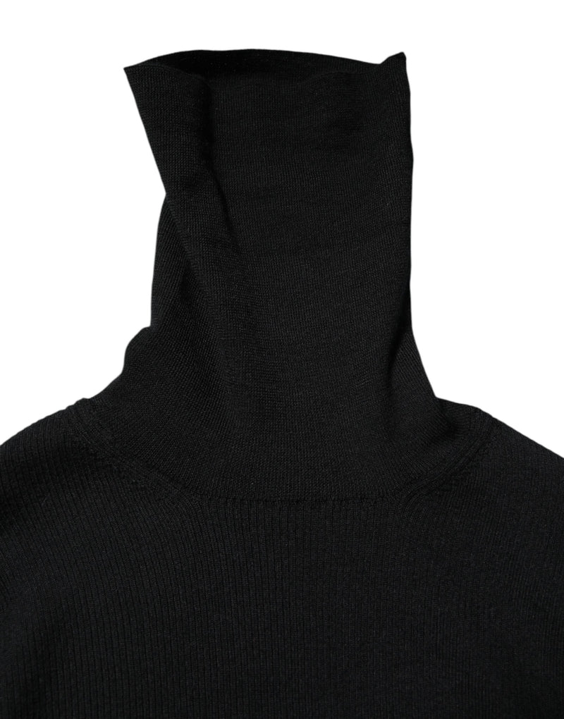 Black Long Sleeves Turtle Neck Mini Dress Dolce & Gabbana