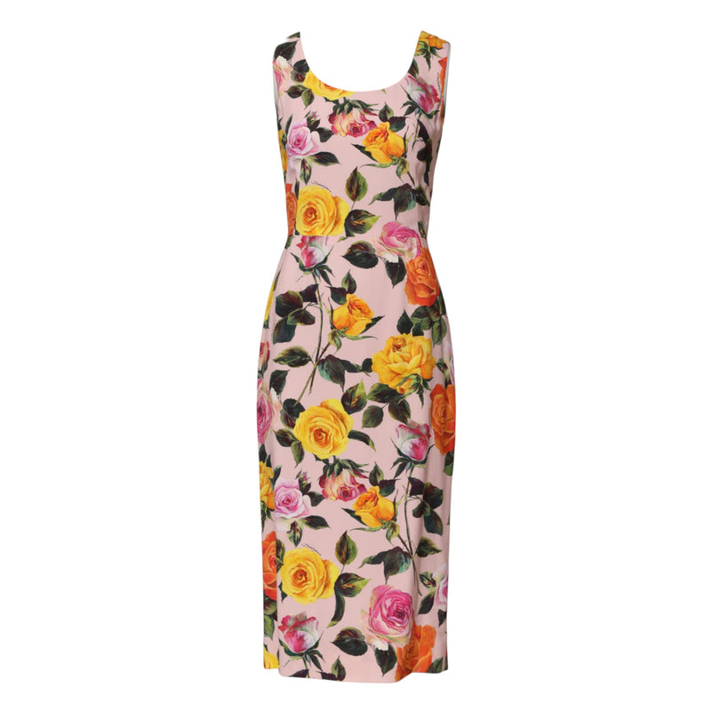 Multicolor Floral Knee Length Sheath Dress Dolce & Gabbana