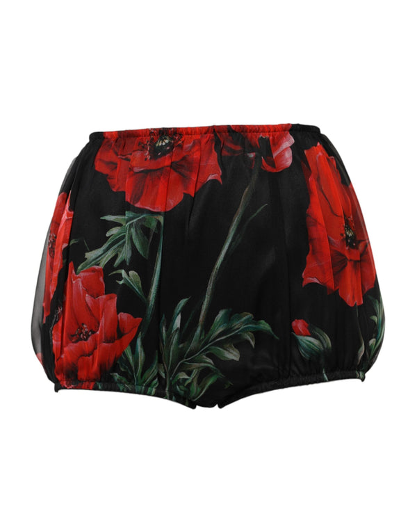Black Floral High Waist Women Hot Pants Shorts Dolce & Gabbana