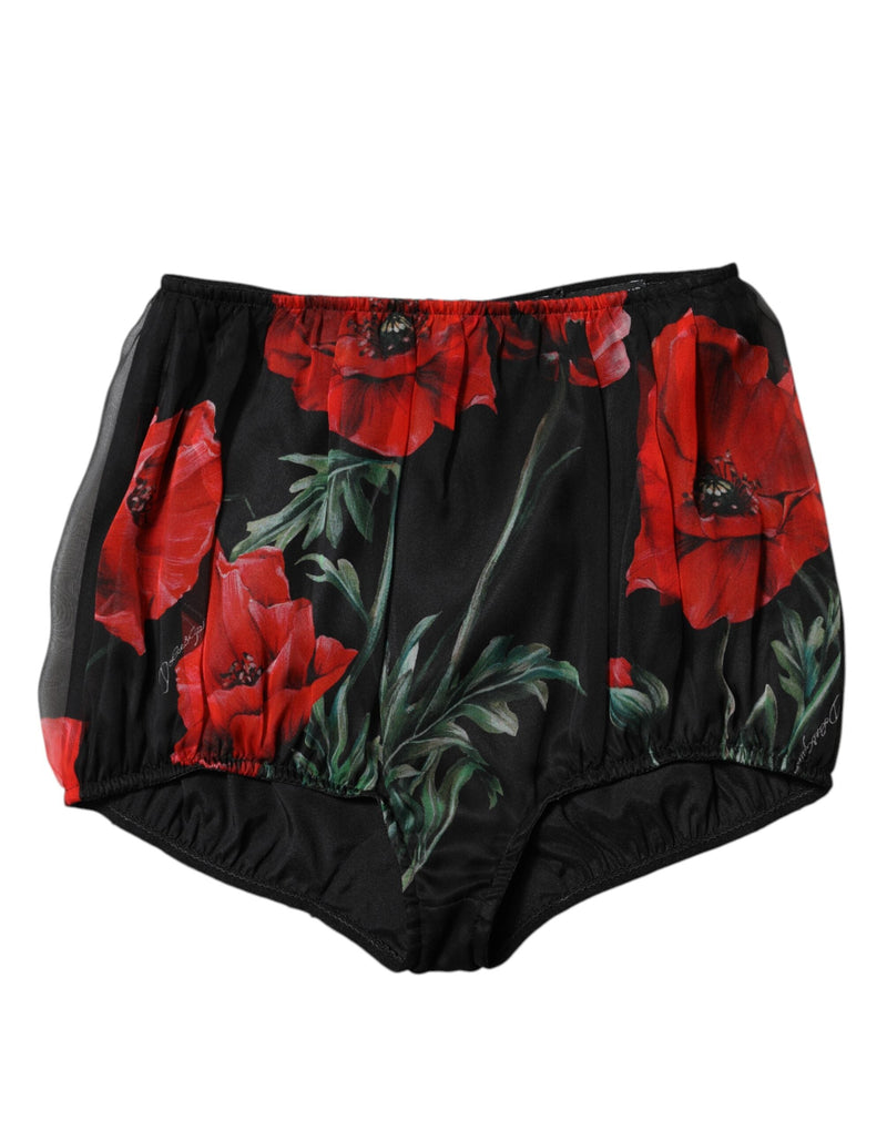 Black Floral High Waist Women Hot Pants Shorts Dolce & Gabbana