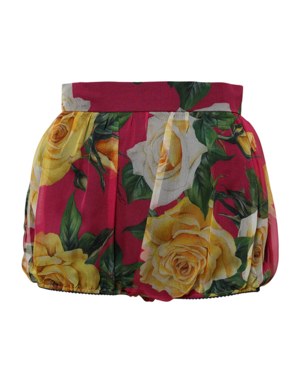 Red Floral High Waist Women Hot Pants Shorts Dolce & Gabbana