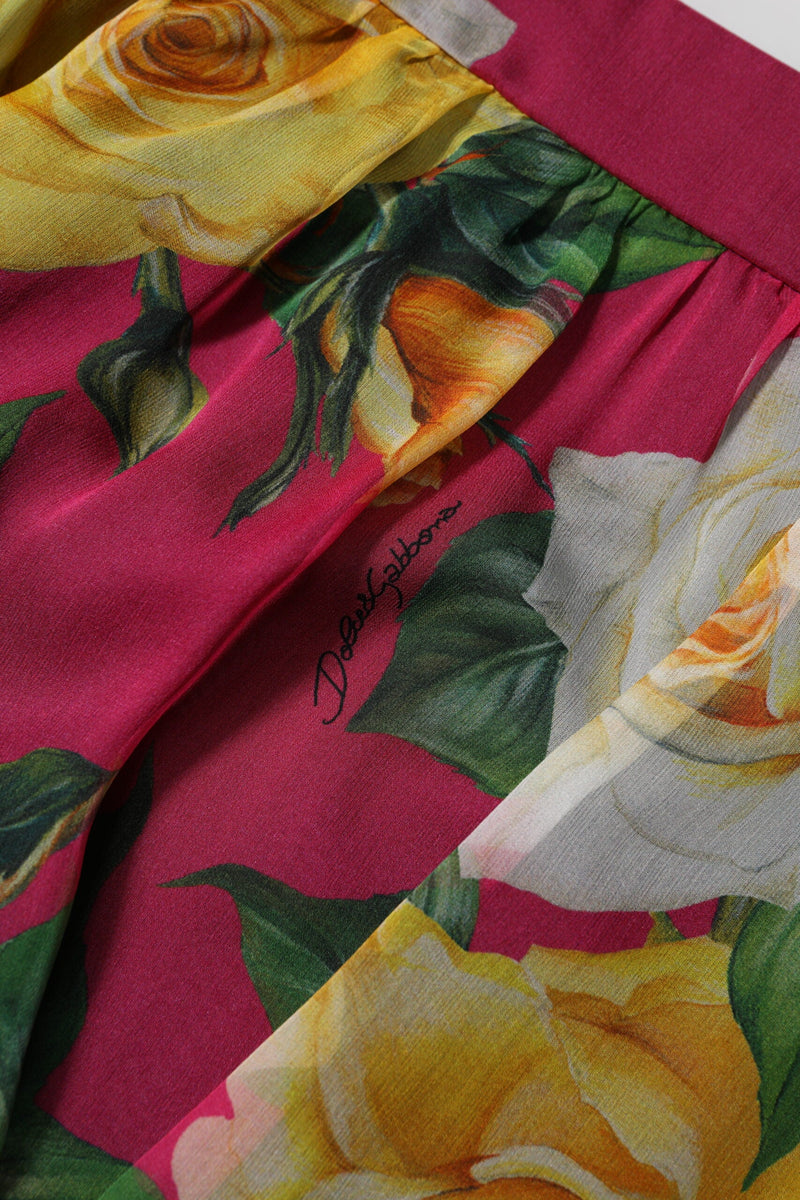 Red Floral High Waist Women Hot Pants Shorts Dolce & Gabbana