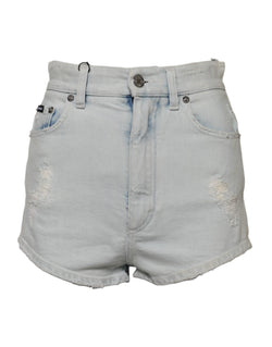 Light Blue Washed Denim Cotton Hot Pants Shorts Dolce & Gabbana