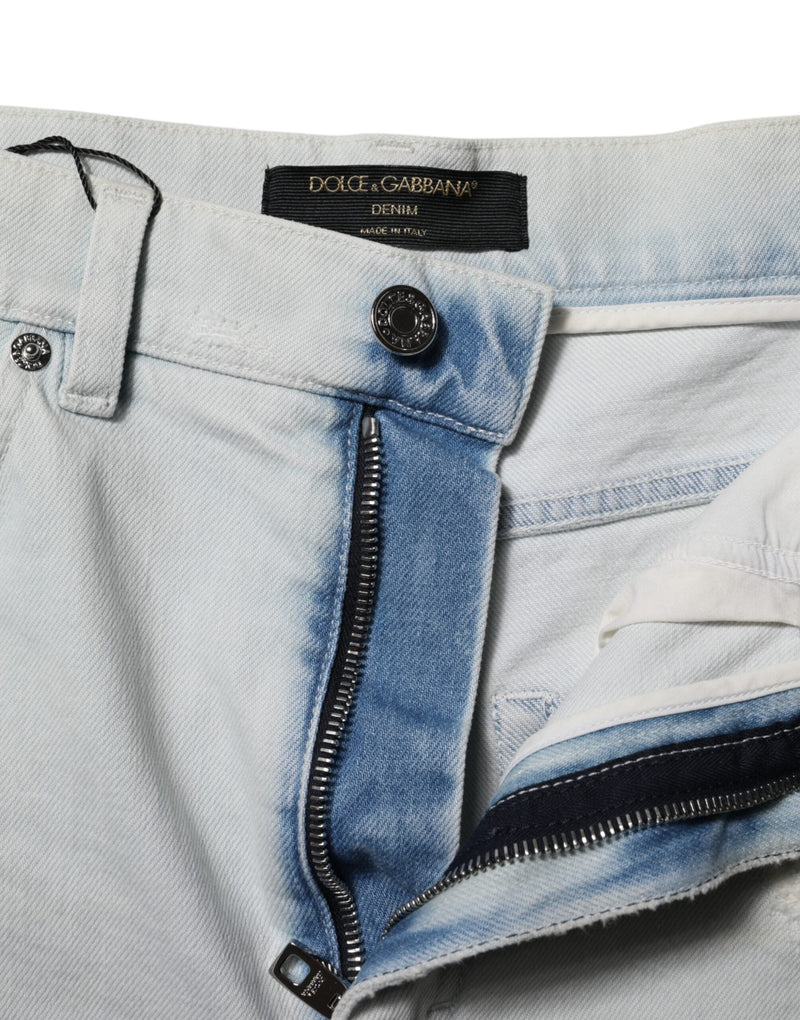 Light Blue Washed Denim Cotton Hot Pants Shorts Dolce & Gabbana