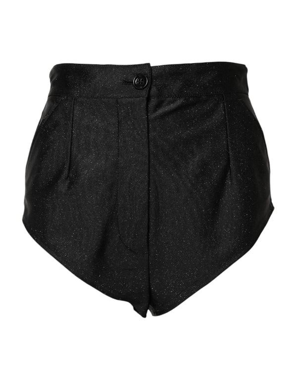 Black Viscose High Waisted Hot Pants Shorts Dolce & Gabbana