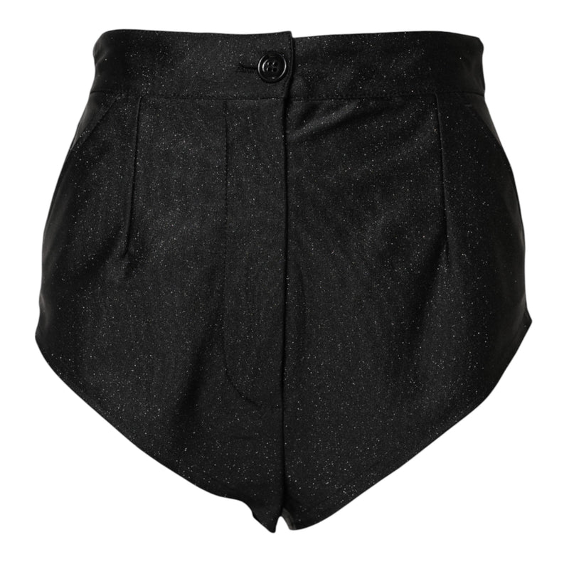 Black Viscose High Waisted Hot Pants Shorts Dolce & Gabbana
