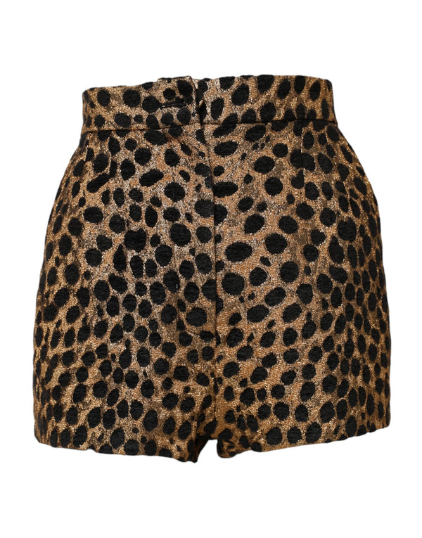 Brown Leopard High Waisted Hot Pants Shorts Dolce & Gabbana