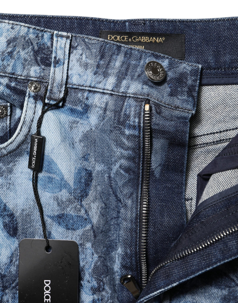 Blue Floral Print Denim Cotton Hot Pants Shorts Dolce & Gabbana