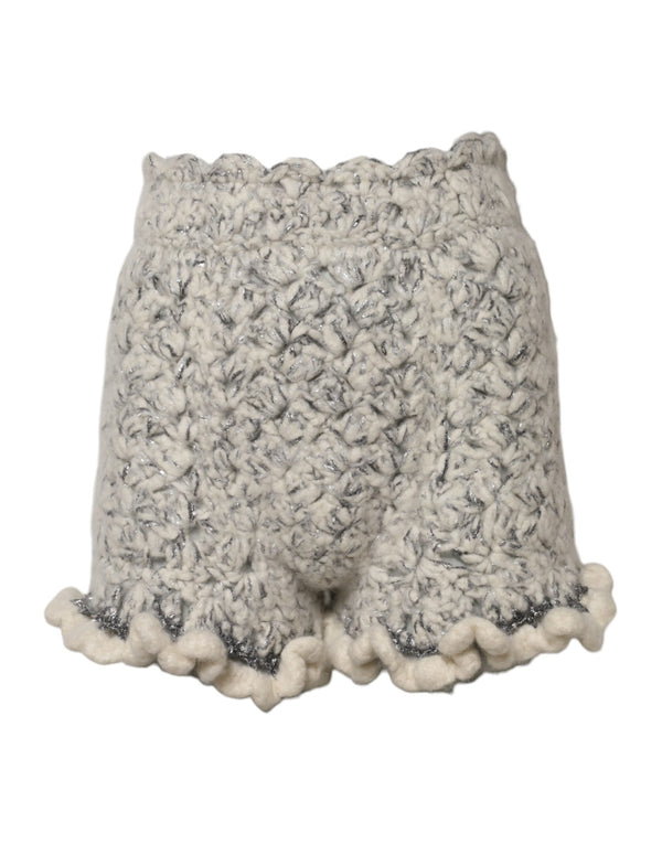 Metallic Bouclé Knit Cashmere Ruffled Shorts Dolce & Gabbana