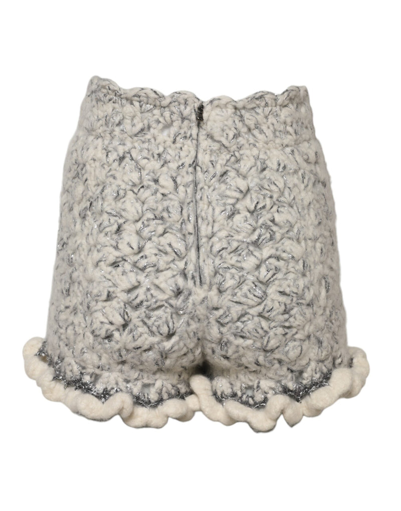 Metallic Bouclé Knit Cashmere Ruffled Shorts Dolce & Gabbana