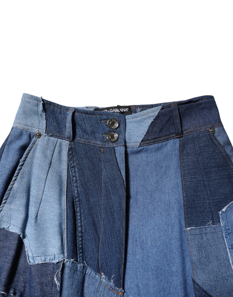 Blue Denim Long Maxi Patchwork Cotton Skirt Dolce & Gabbana