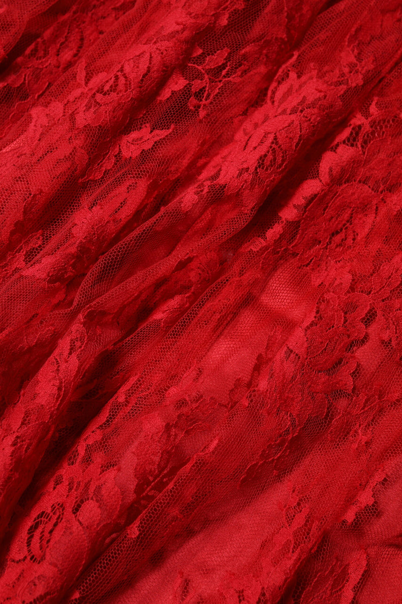 Red Cotton Floral Lace A-line Long Maxi Skirt Dolce & Gabbana