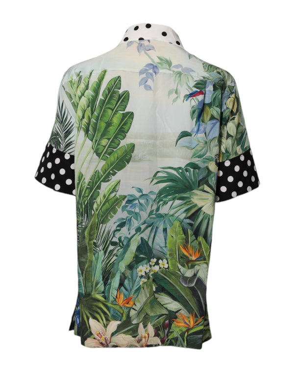 Multicolor Printed Silk Collared Shirt Top Dolce & Gabbana