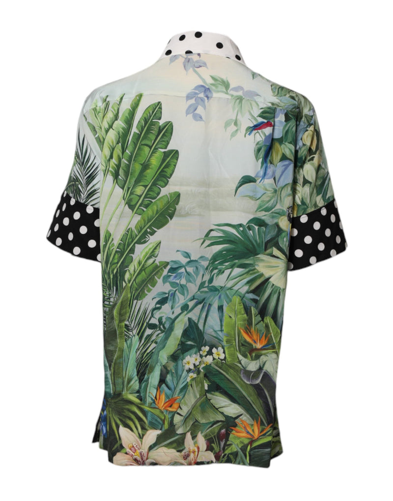 Multicolor Printed Silk Collared Shirt Top Dolce & Gabbana