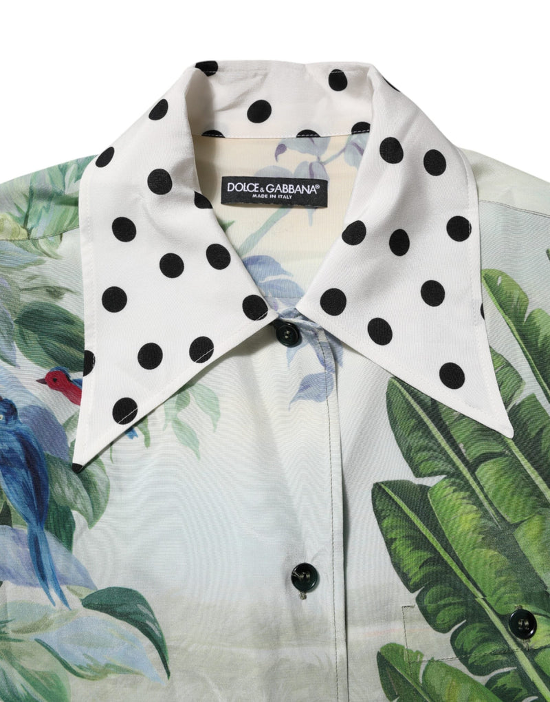 Multicolor Printed Silk Collared Shirt Top Dolce & Gabbana