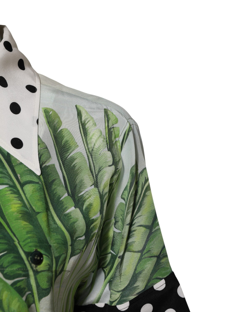 Multicolor Printed Silk Collared Shirt Top Dolce & Gabbana