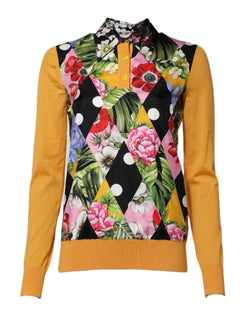 Multicolor Floral Long Sleeves Polo Top Dolce & Gabbana