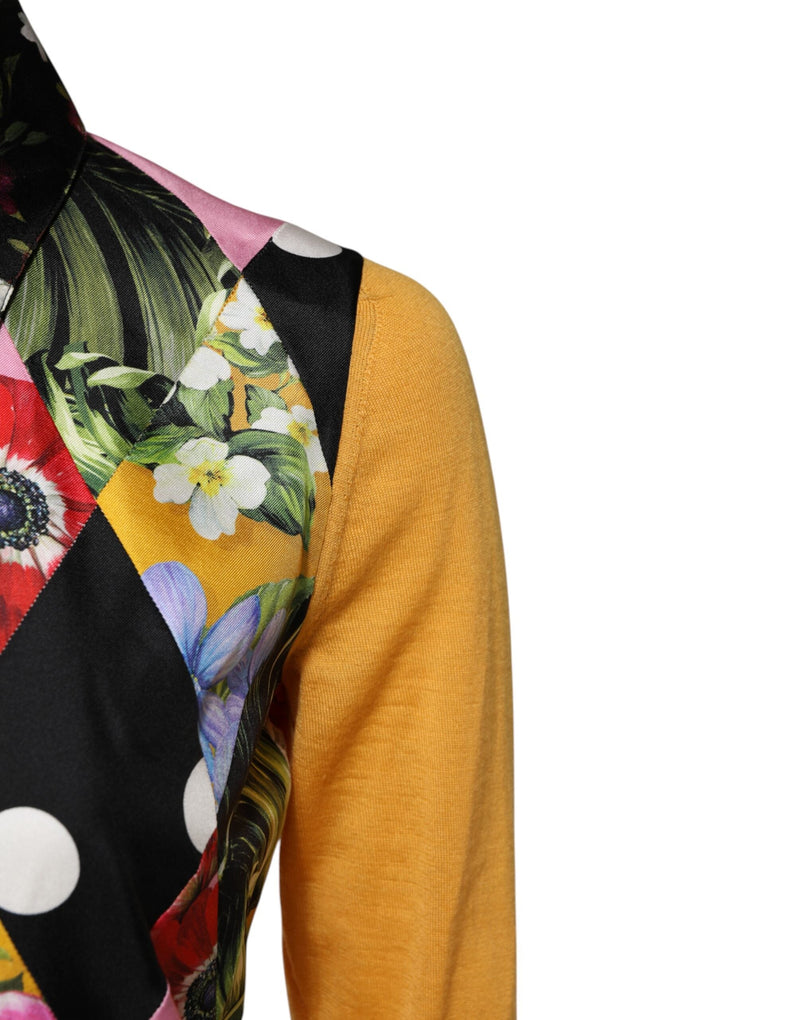 Multicolor Floral Long Sleeves Polo Top Dolce & Gabbana