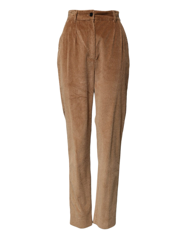 Brown Cotton Corduroy Tapered Pants Dolce & Gabbana
