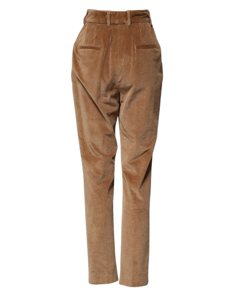Brown Cotton Corduroy Tapered Pants Dolce & Gabbana