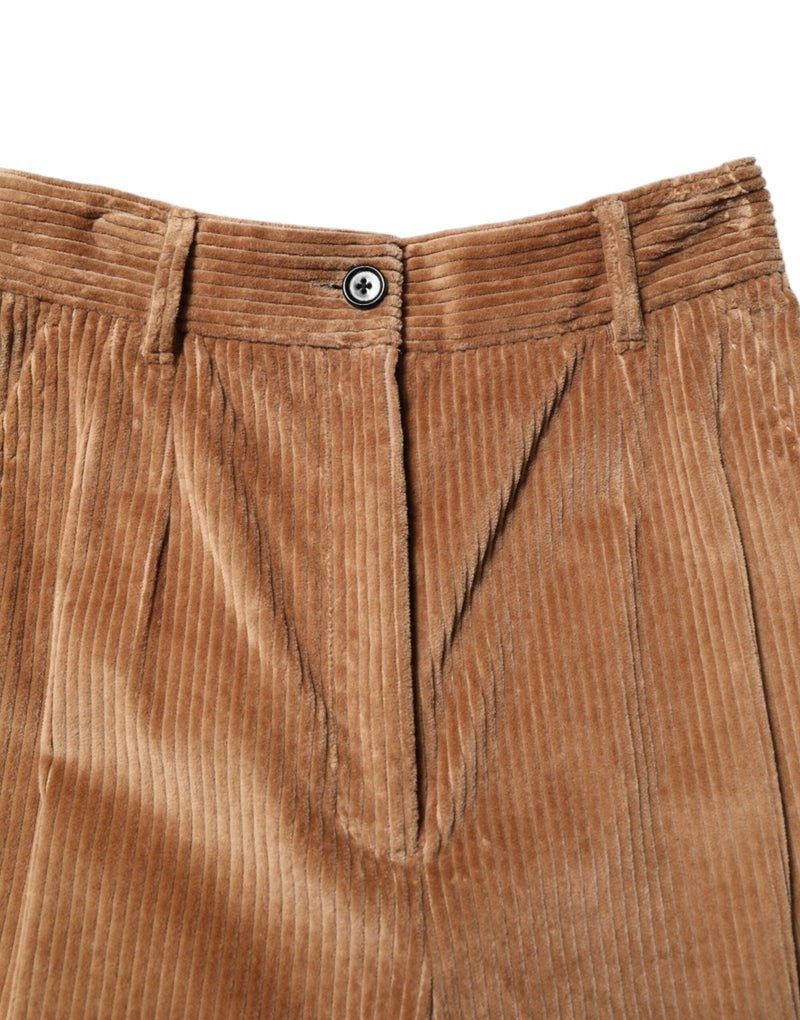 Brown Cotton Corduroy Tapered Pants Dolce & Gabbana
