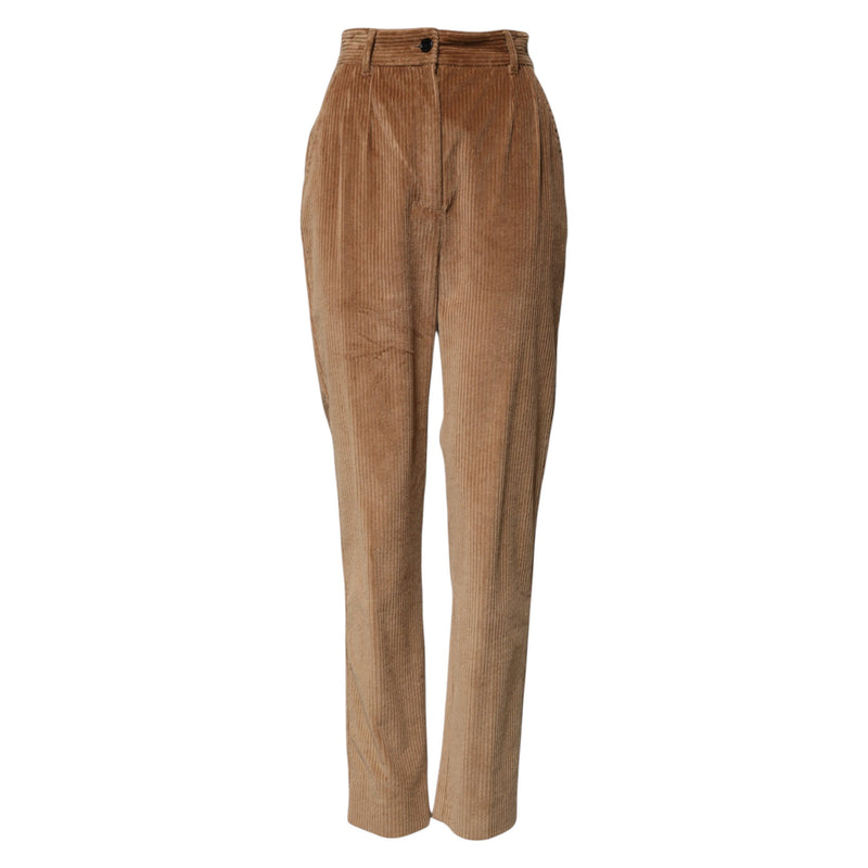 Brown Cotton Corduroy Tapered Pants Dolce & Gabbana