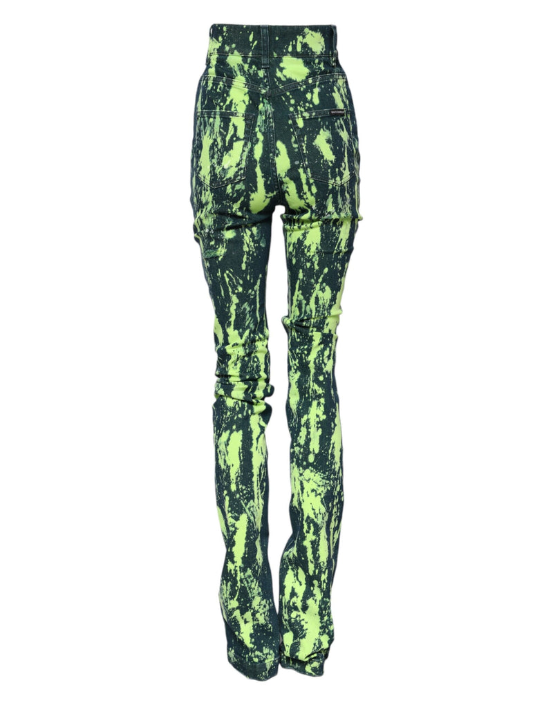Green Color Splash High Waist Denim Jeans Dolce & Gabbana