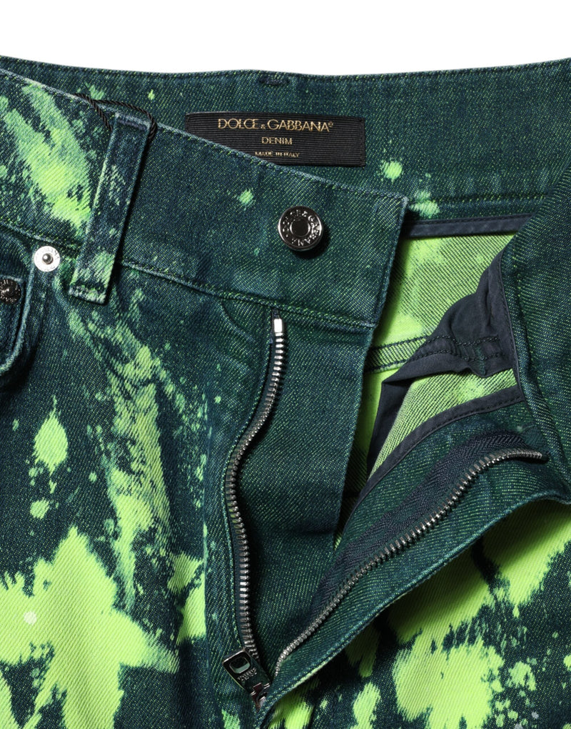 Green Color Splash High Waist Denim Jeans Dolce & Gabbana