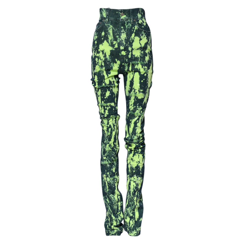 Green Color Splash High Waist Denim Jeans Dolce & Gabbana