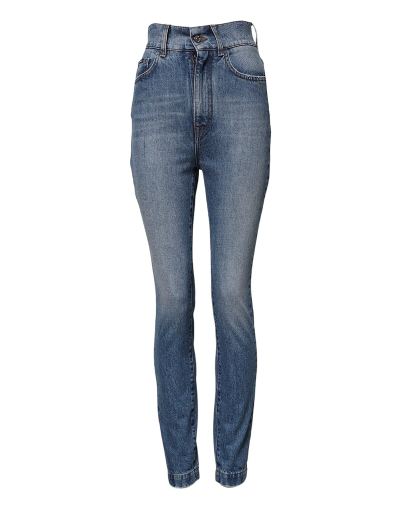 Blue Washed Skinny High Waist Denim Jeans Dolce & Gabbana