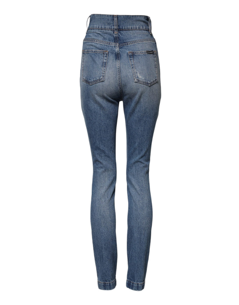 Blue Washed Skinny High Waist Denim Jeans Dolce & Gabbana
