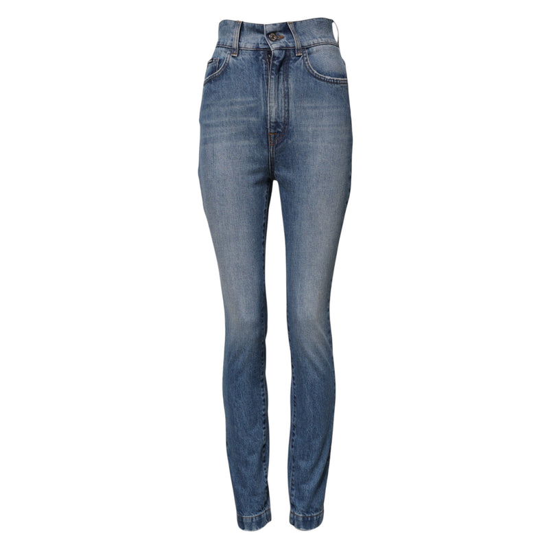 Blue Washed Skinny High Waist Denim Jeans Dolce & Gabbana