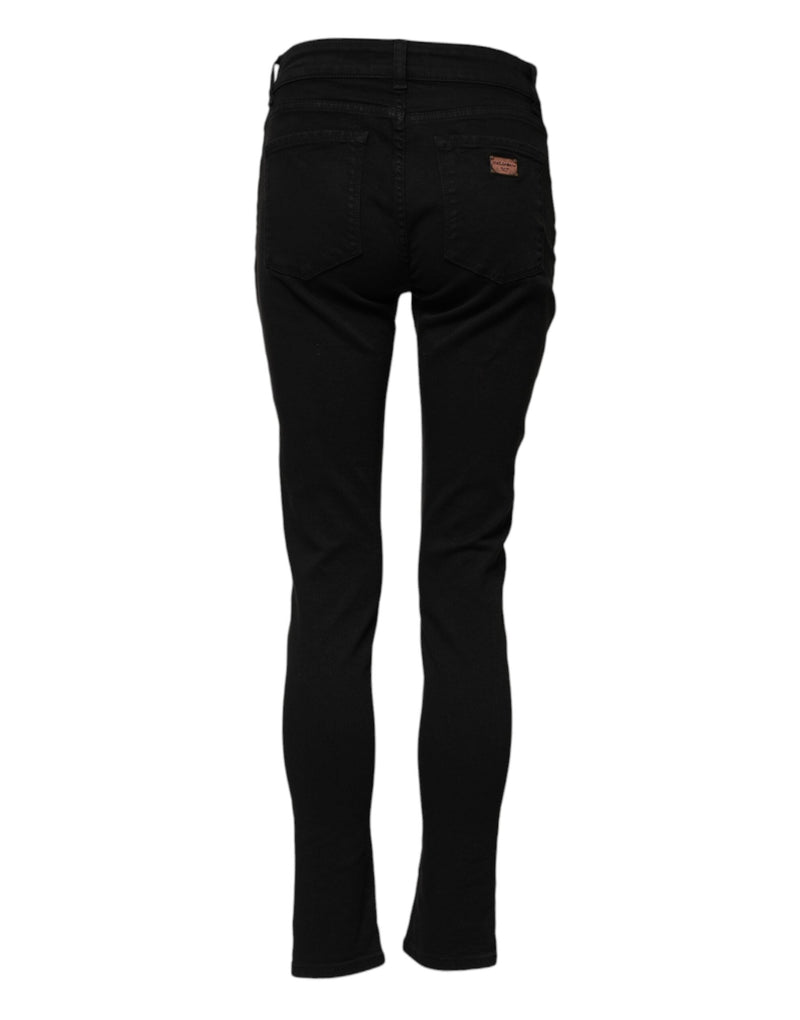 Black Cotton Logo Skinny Mid Waist Denim Jeans Dolce & Gabbana