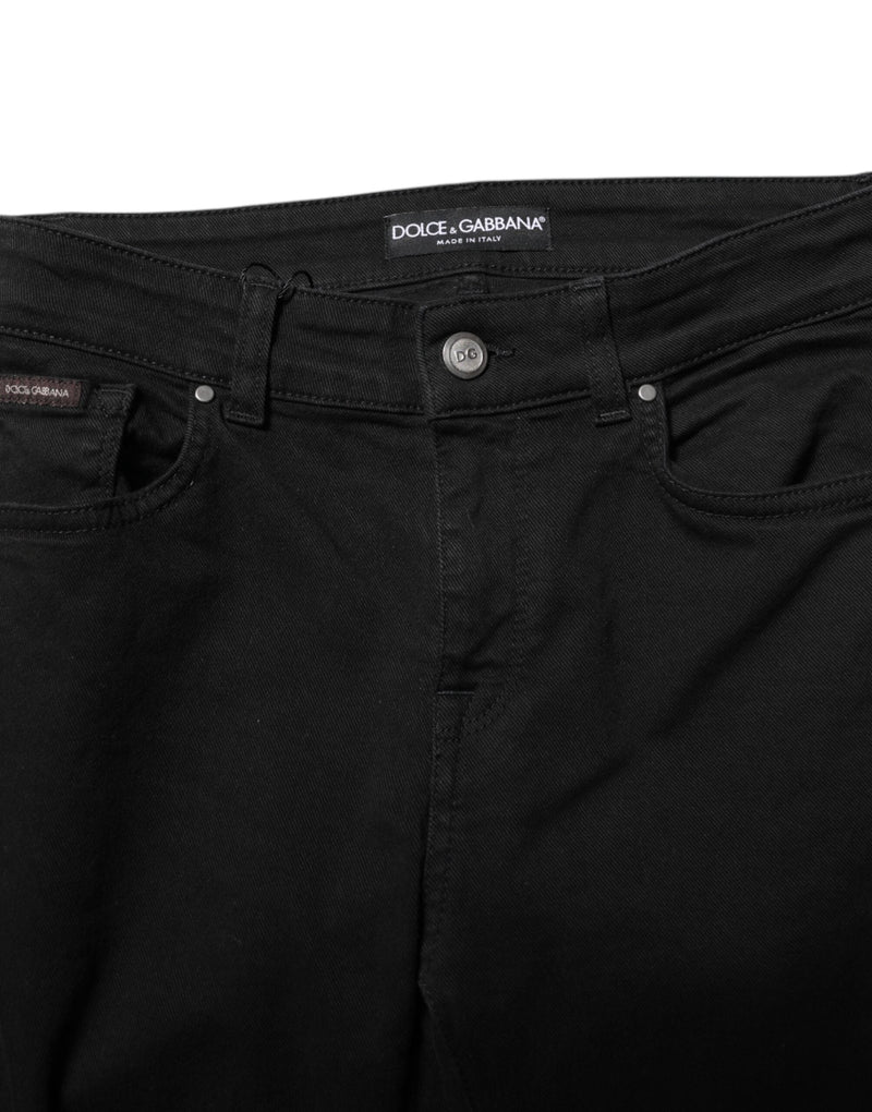 Black Cotton Logo Skinny Mid Waist Denim Jeans Dolce & Gabbana
