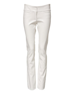 White Polyurethane High Waist Tapered Pants Dolce & Gabbana
