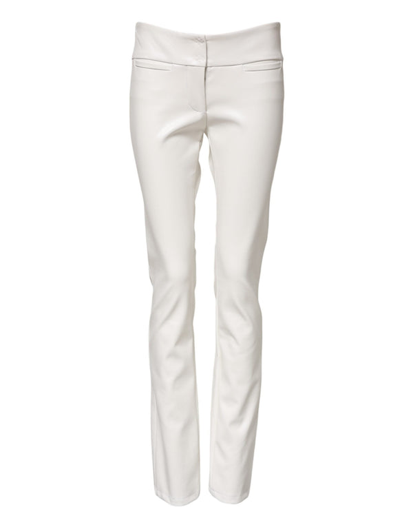 White Polyurethane High Waist Tapered Pants Dolce & Gabbana