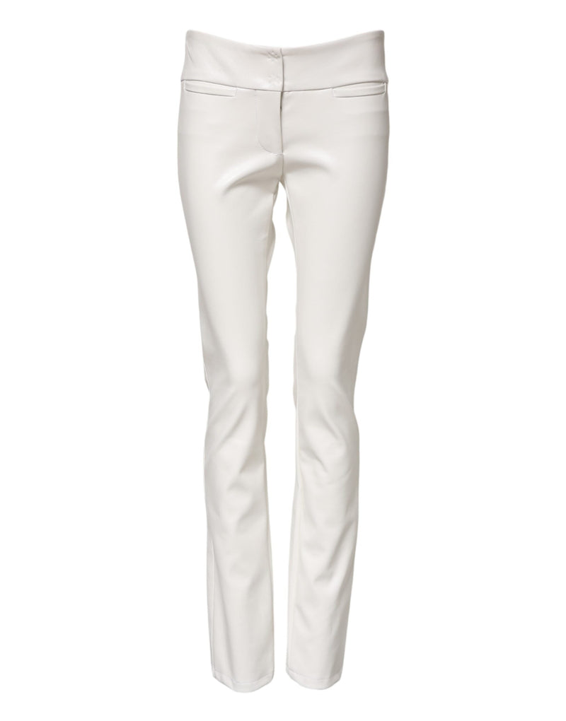 White Polyurethane High Waist Tapered Pants Dolce & Gabbana