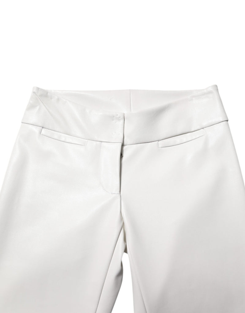 White Polyurethane High Waist Tapered Pants Dolce & Gabbana