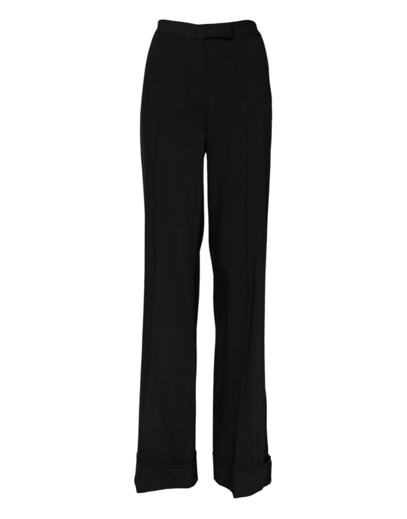 Black Wool High Waist Flared Pants Dolce & Gabbana
