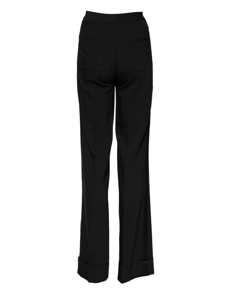 Black Wool High Waist Flared Pants Dolce & Gabbana