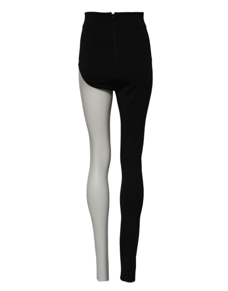 Black Wool High Waist Single Leg Pants Dolce & Gabbana
